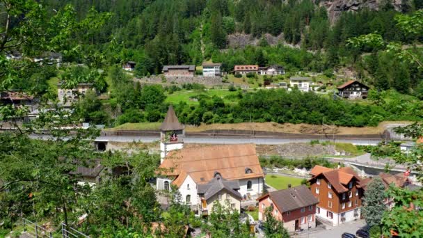 Bela Aldeia Nos Alpes Suíços Alps Suíça Suíça Julho 2019 — Vídeo de Stock