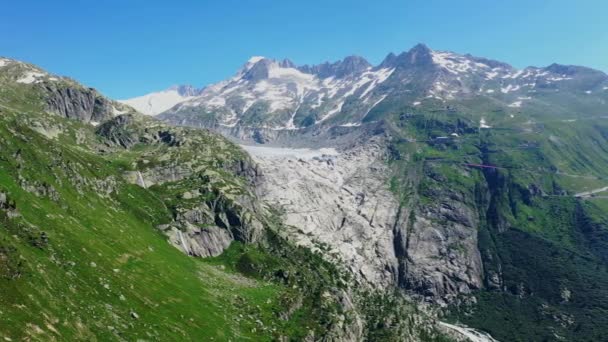 Vista Aérea Sobre Los Alpes Suizos Hermosa Suiza Desde Arriba — Vídeos de Stock