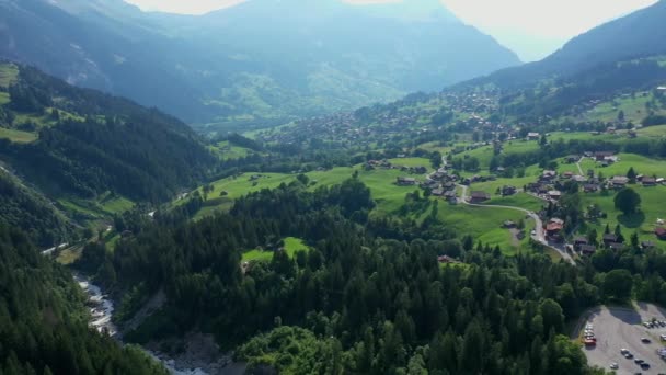 Vista Aérea Los Alpes Suizos Suiza Desde Arriba — Vídeos de Stock