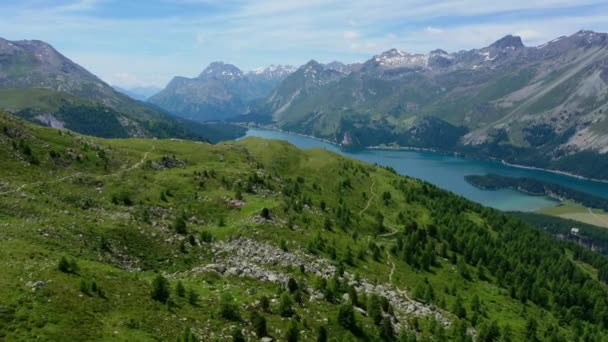 Vuelo Sobre Paisaje Suizo Suiza Desde Arriba — Vídeos de Stock