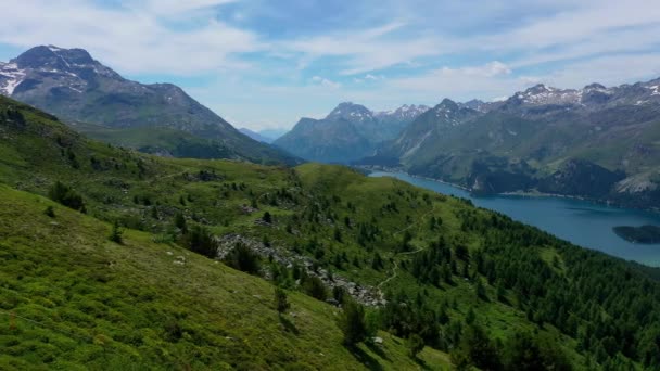 Flygfoto Över Schweiziska Alperna Vackert Schweiz Ovanifrån — Stockvideo