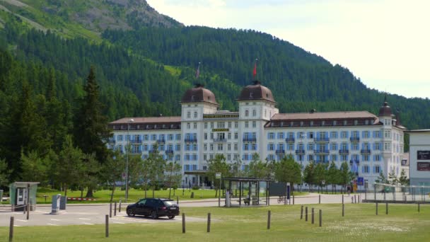 Famous Grand Hotel Kempinski Moritz Switerland Alpok Svájc 2019 Július — Stock videók