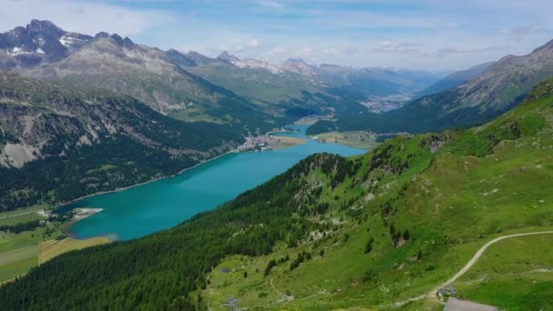 Flygfoto Över Schweiziska Alperna Vackert Schweiz Ovanifrån — Stockvideo