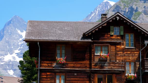 Чудове Село Муррен Швейцарських Альпах Типове Швейцарії Альпи Швейцарії Швейцарія — стокове відео
