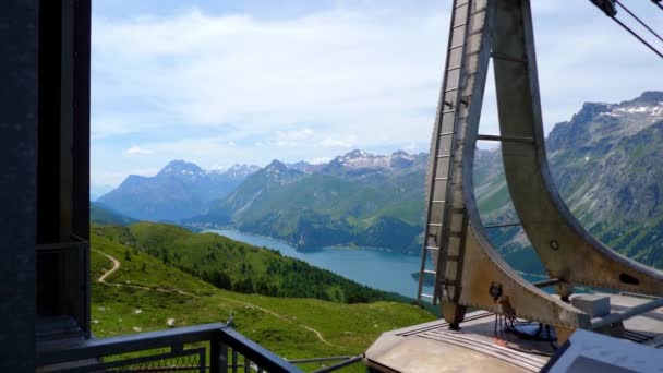 Jalan Teleferik Pegunungan Corvatsch Engadin Swiss Alps Switzerland Switzerland July — Stok Video