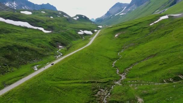 Flyg Över Albula Pass Schweiziska Alperna Schweiz Ovanifrån — Stockvideo