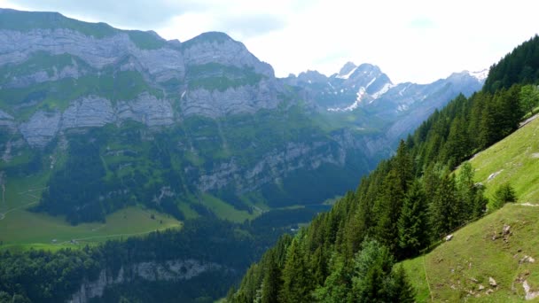 Paisagem Pitoresca Típica Dos Alpes Suíços Suíça — Vídeo de Stock