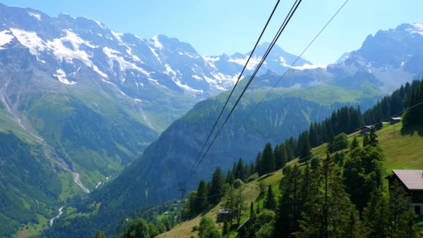 Telefonnätet Schweiziska Alperna Alperna Schweiz Schweiz Juli 2019 — Stockvideo