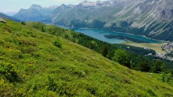 Швейцарські Альпи Переліт Через Швейцарський Ландшафт — стокове відео