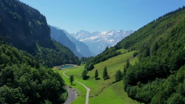 Voo Sobre Paisagem Suíça Suíça Cima — Vídeo de Stock