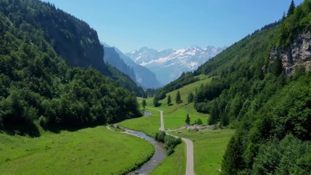 Vista Aérea Sobre Los Alpes Suizos Hermosa Suiza Desde Arriba — Vídeo de stock