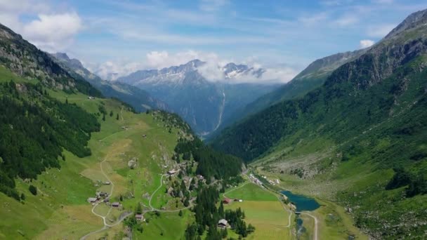 Vlucht Het Zwitserse Landschap Zwitserland Van Bovenaf — Stockvideo