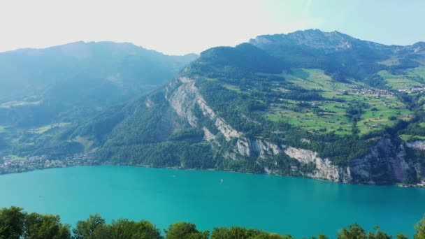Voo Sobre Paisagem Suíça Suíça Cima — Vídeo de Stock
