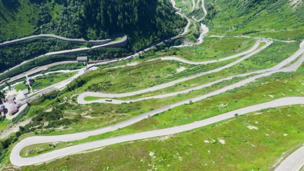 Incrível Grimsel Pass Vista Aérea Dos Alpes Suíços Suíça Cima — Vídeo de Stock