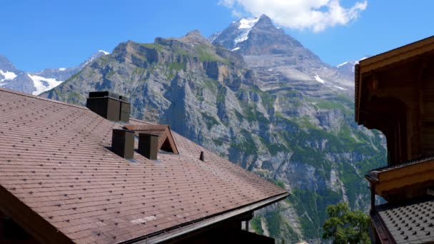 Beau Village Dans Les Montagnes Des Alpes Suisses Gimmelwald Suisse — Video