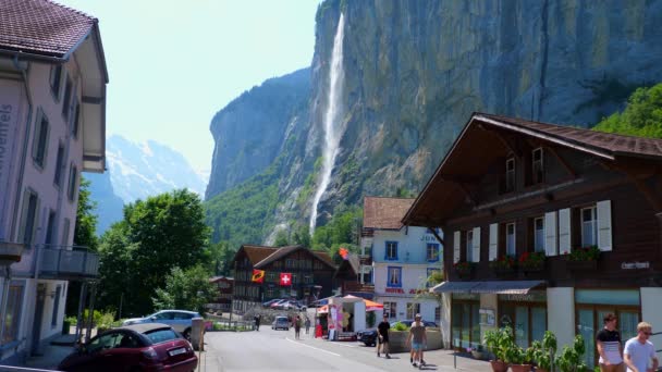 Aldeia Típica Dos Alpes Suíços Icônica Suíça Alps Suíça Suíça — Vídeo de Stock