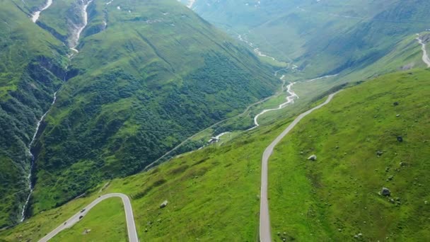 Vlucht Het Zwitserse Landschap Zwitserland Van Bovenaf — Stockvideo