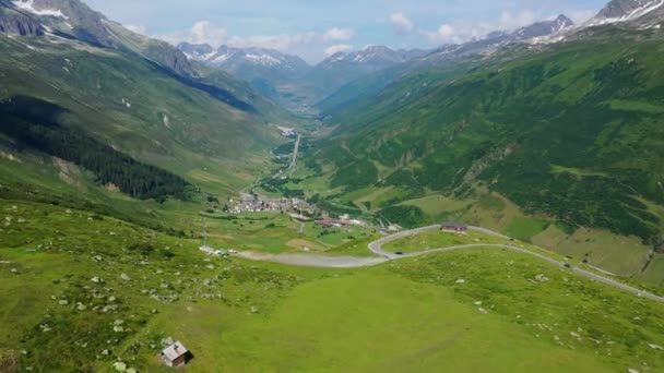 Los Alpes Suiza Vuelo Sobre Paisaje Suizo — Vídeo de stock