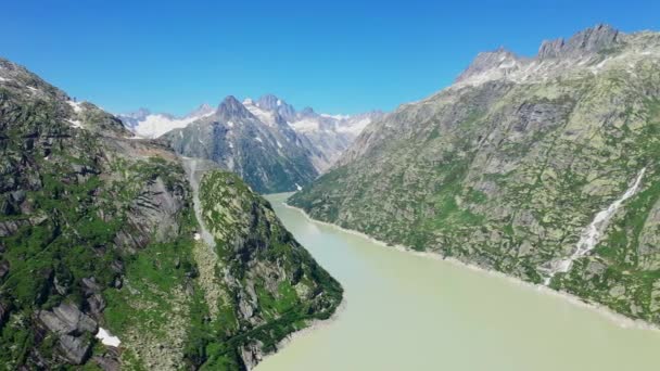 Bellissimo Lago Nelle Alpi Svizzere Svizzera Dall Alto — Video Stock