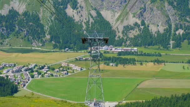 Teleferic Ropeway Corvatsch Mountains Engadin Switzerland Alps Switzerland Switzerland Julho — Vídeo de Stock
