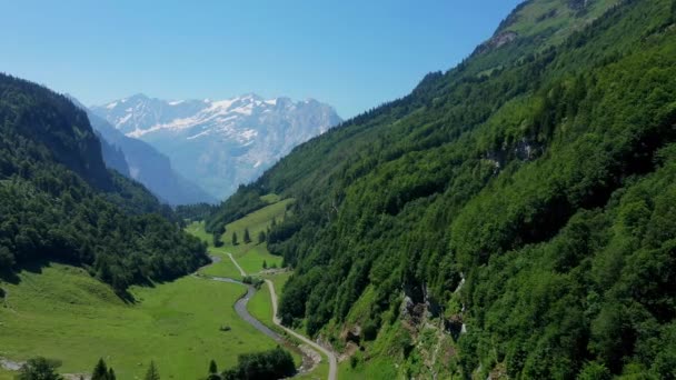 Volo Sopra Paesaggio Svizzero Svizzera Dall Alto — Video Stock