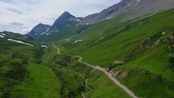 Sviçre Alplerinde Moritz Yakınlarındaki Albula Geçidi Sviçre Yukarıdan — Stok video