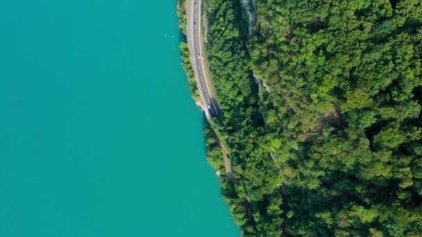 Det Blå Vattnet Sjön Walensee Schweiz Flygfoto — Stockvideo