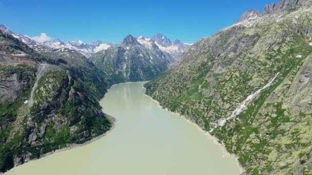 Hermoso Lago Los Alpes Suizos Suiza Desde Arriba — Vídeos de Stock