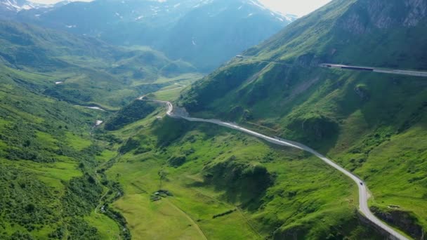 Vlucht Het Zwitserse Landschap Zwitserland Van Bovenaf — Stockvideo