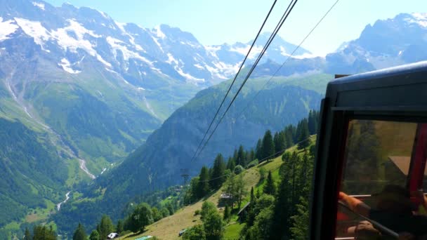 Schilthorn Linbana Schweiziska Skyline Till Piz Gloria Schweiz Alperna Schweiz — Stockvideo