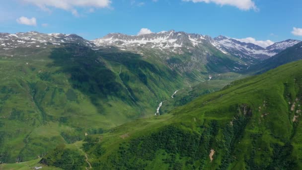 Los Alpes Suiza Vuelo Sobre Paisaje Suizo — Vídeos de Stock