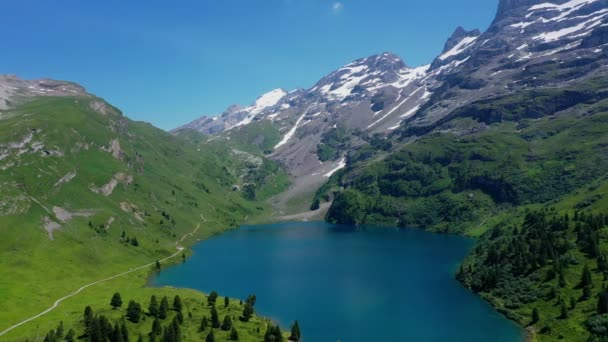 Agua Azul Turquesa Los Lagos Suizos Naturaleza Maravillosa Suiza — Vídeos de Stock