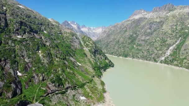 Krásné Jezero Švýcarských Alpách Švýcarsko Shora — Stock video