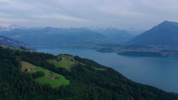 Vlucht Het Zwitserse Landschap Zwitserland Van Bovenaf — Stockvideo