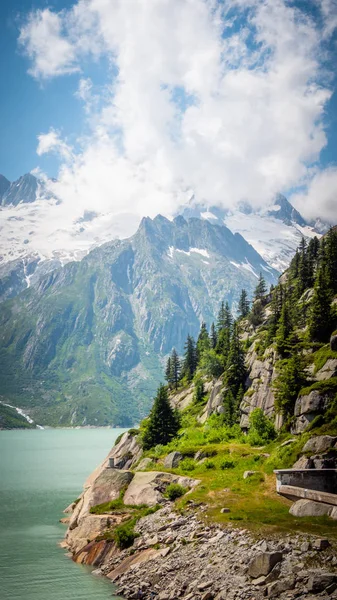 Чудове Озеро Льодовиках Швейцарських Альп Природа Швейцарської Фотографії Подорожей — стокове фото