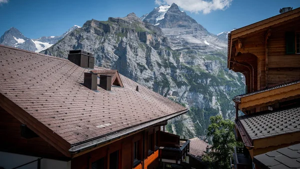 Ελβετικό Χωριό Murren Στις Ελβετικές Άλπεις Στην Ελβετία Ταξιδιωτική Φωτογραφία — Φωτογραφία Αρχείου