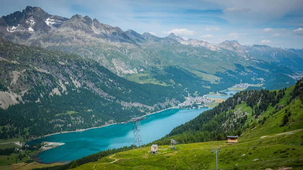 Vista Sobre Lago Silvaplana Suiza Viajes Fotográficos —  Fotos de Stock