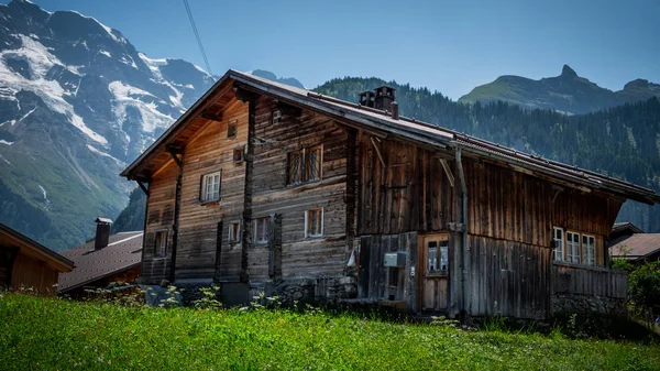 Beautiful Little Village Gimmelwald Switzerland Typical Swiss Landscape Travel Photography — ストック写真