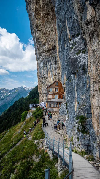 Aescher Tavern Alpstein Wildkirchli Ελβετικές Άλπεις Ελβετία Ιουλίου 2019 — Φωτογραφία Αρχείου
