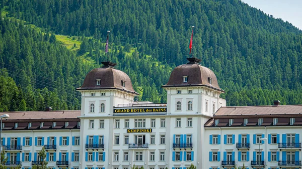 Ekskluzywny Kempinski Grand Hotel Saint Moritz Szwajcaria Alpy Szwajcarskie Szwajcaria — Zdjęcie stockowe