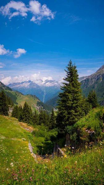 素晴らしい景色を望むスイスアルプスの山々の上にある素晴らしい自然 旅行写真 — ストック写真