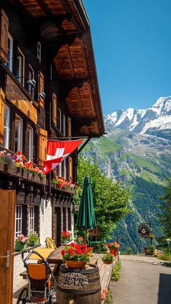 Ιστορικές Ξύλινες Καλύβες Του Gimmelwald Στις Ελβετικές Άλπεις Ελβετικές Άλπεις — Φωτογραφία Αρχείου