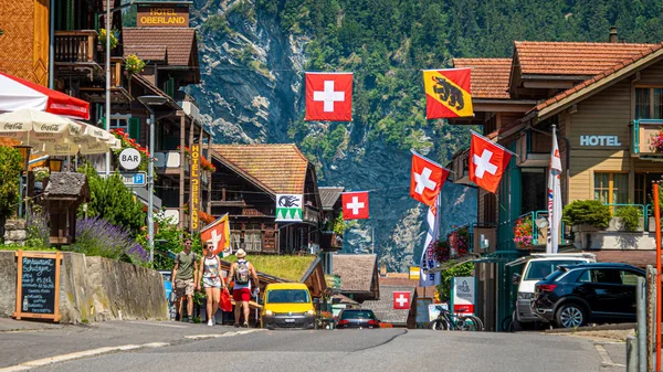 Lauterbrunnen Street View Populär Schweiziska Alperna Schweiziska Alperna Schweiz Juli — Stockfoto