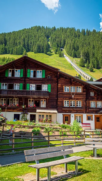 Typical Swiss Houses Village Murren Swiss Alps Swiss Alps Switzerland — Stock Photo, Image