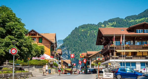 Lauterbrunnen Street View Populär Schweiziska Alperna Schweiziska Alperna Schweiz Juli — Stockfoto