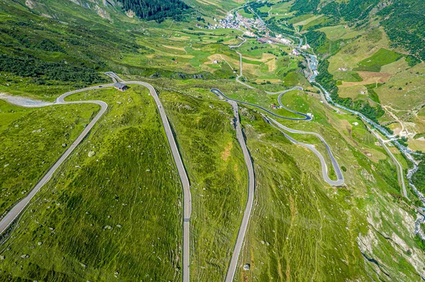 Híres Furkapass Svájci Alpokban Svájc Felülről — Stock Fotó