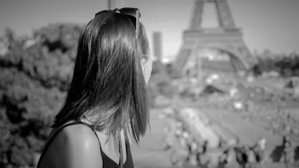 Street photography in Paris - young woman at Trocadero Square - Paris street photography