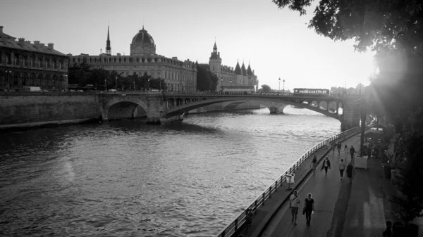 Hermoso Río Sena París Vista Nocturna Ciudad París Francia Julio — Foto de Stock