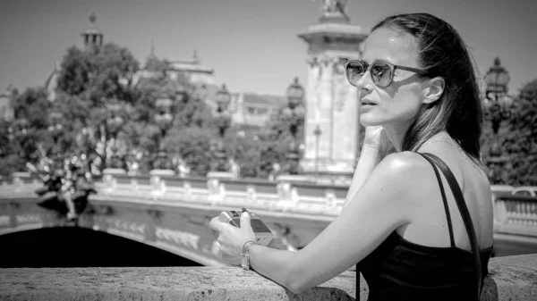 Junge Attraktive Frau Hat Einen Wunderbaren Tag Paris Paris Street — Stockfoto