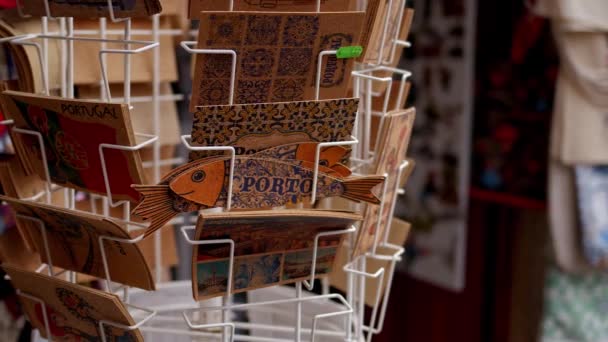 Postcards Porto Souvenir Shop Porto Portugal September 2019 — Stock video